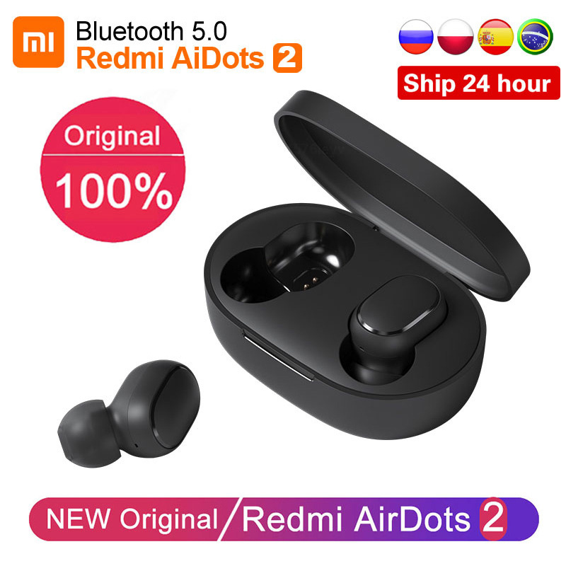 原裝小米紅米 Airdots 2 Fone 無線耳塞入耳式立體聲耳機藍牙耳機帶麥克風 Airdots 2 耳機