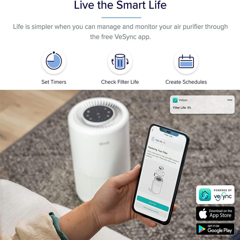 LEVOIT Home Great Room 空氣淨化器、智能 WiFi Alexa 控制、H13 真正 HEPA 過濾器，適用於過敏、寵物、Somke、灰塵