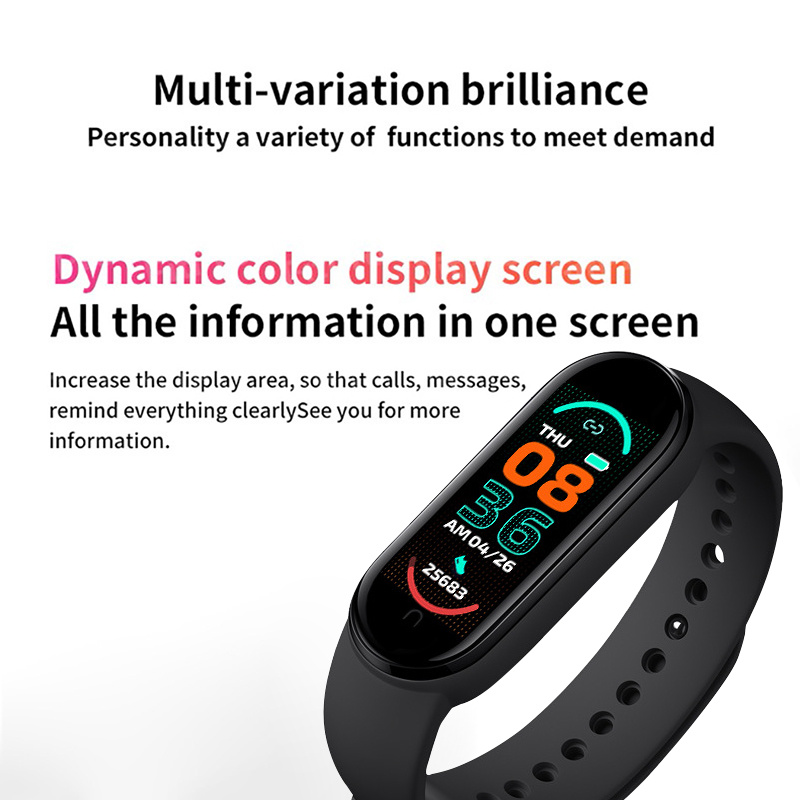 M6 Smart Watch Bracelet Heart Rate Blood Pressure Monitor Fitness Tracker Color Screen IP67 Waterproof