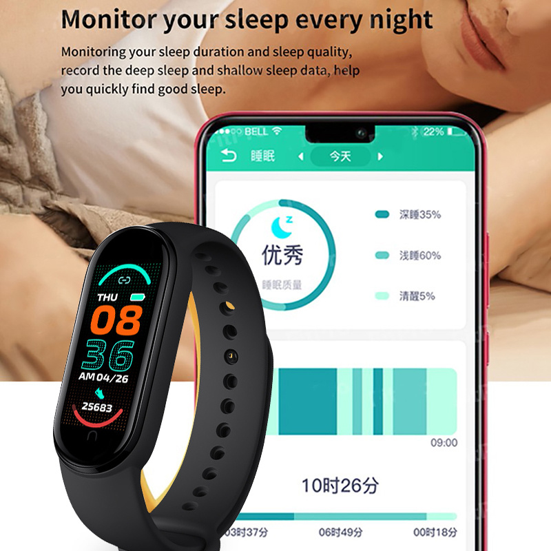 M6 Smart Watch Bracelet Heart Rate Blood Pressure Monitor Fitness Tracker Color Screen IP67 Waterproof