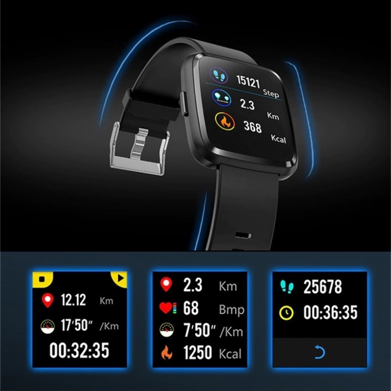 男士智能手錶 Y7P 心跳監測血壓健身手環防水樓梯女士智能手錶適用於三星 Glaxy