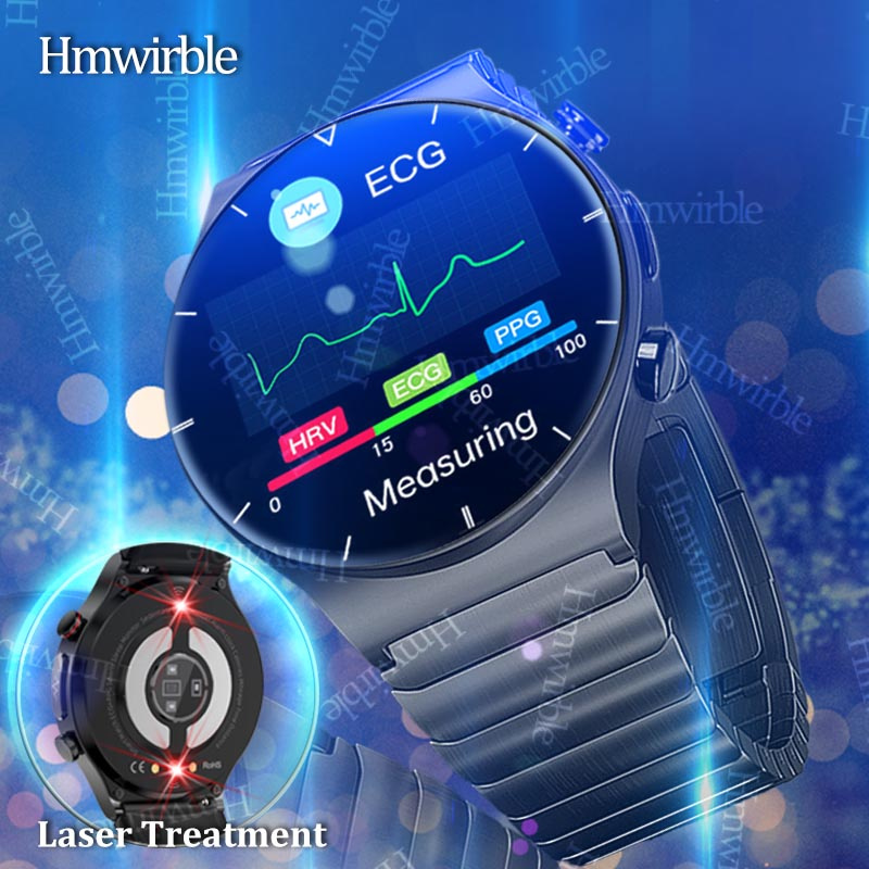 2022 New Ecg Smart Watch Men Ip68 Waterproof Watches Sports Fitness Laser Treatment Blood Pressure Oxygen Smartwa