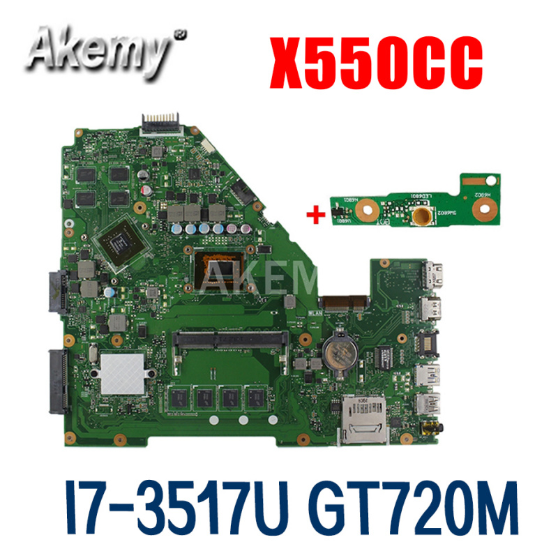 筆記本電腦AKemy X550CC 筆記本電腦主板 適用​​於華碩 X550CC A550C X550CL R510C 原裝主板 4GB-RAM I7-3517U GT720M