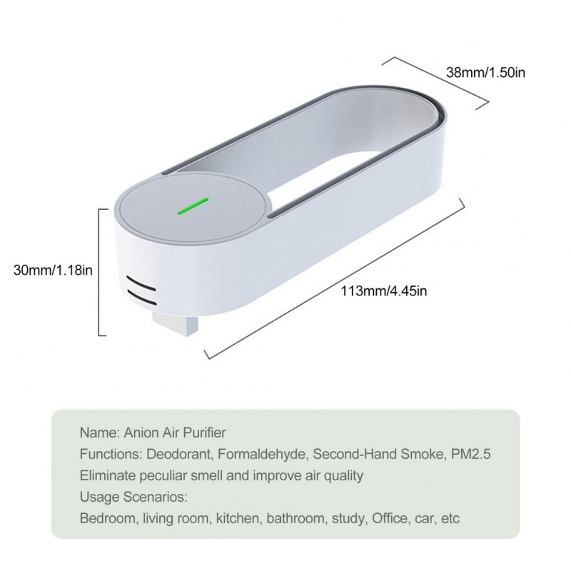 便攜式車載空氣淨化器靜音空氣淨化器 USB 可充電 HEPA 家庭辦公室迷你空氣清新劑用於異味過濾器消除器