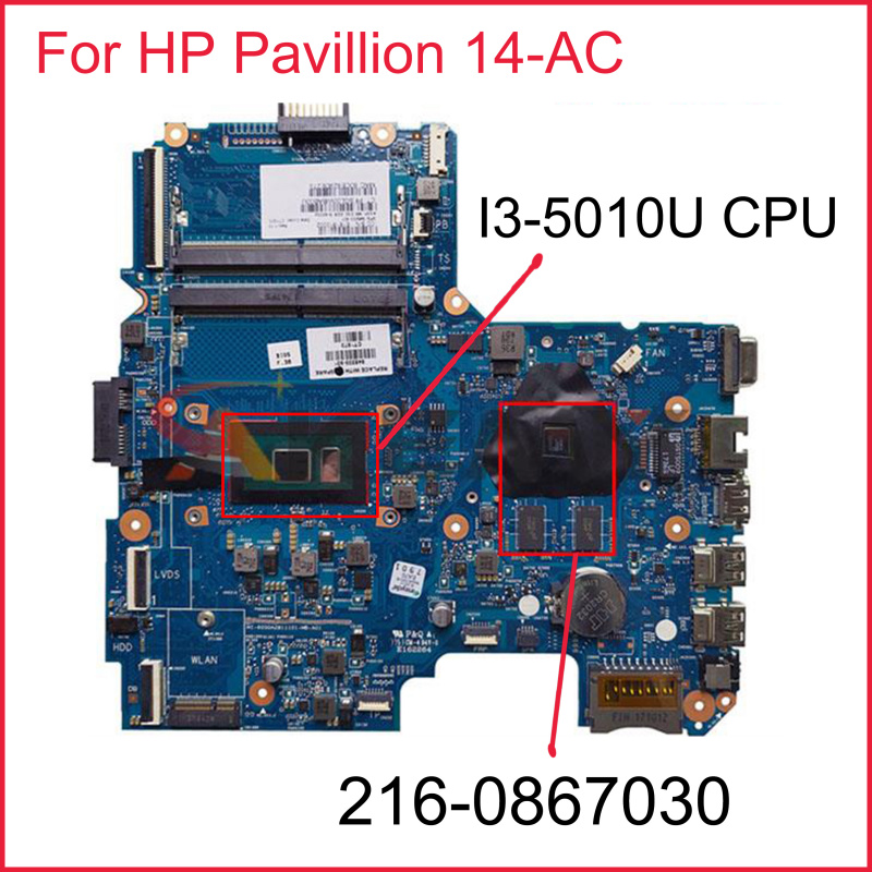 筆記本電腦筆記本電腦主板 適用​​於 HP Pavillion 14-AC 主板 6050A2730001 814048-501 Core SR23Z I3-5010U 216-0867030