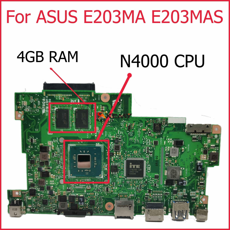 筆記本電腦三信諾 適用於華碩 E203MAS E203MA E203M 筆記本電腦主板 E203MAS MB._4G N4000 64G-SSD 64 主板 90NB0J00-R03600