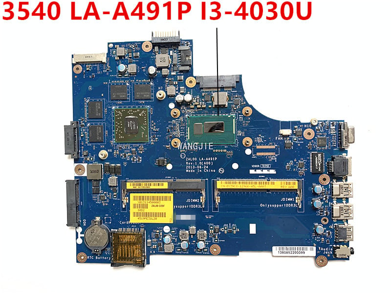 筆記本電腦100% 工作 CN-0X3NC8 適用於 DELL Inspiron 3540 LA-A491P 0X3NC8 SR1EN I3-4030U 216-0846009 主板筆記本電腦主板 DDR3
