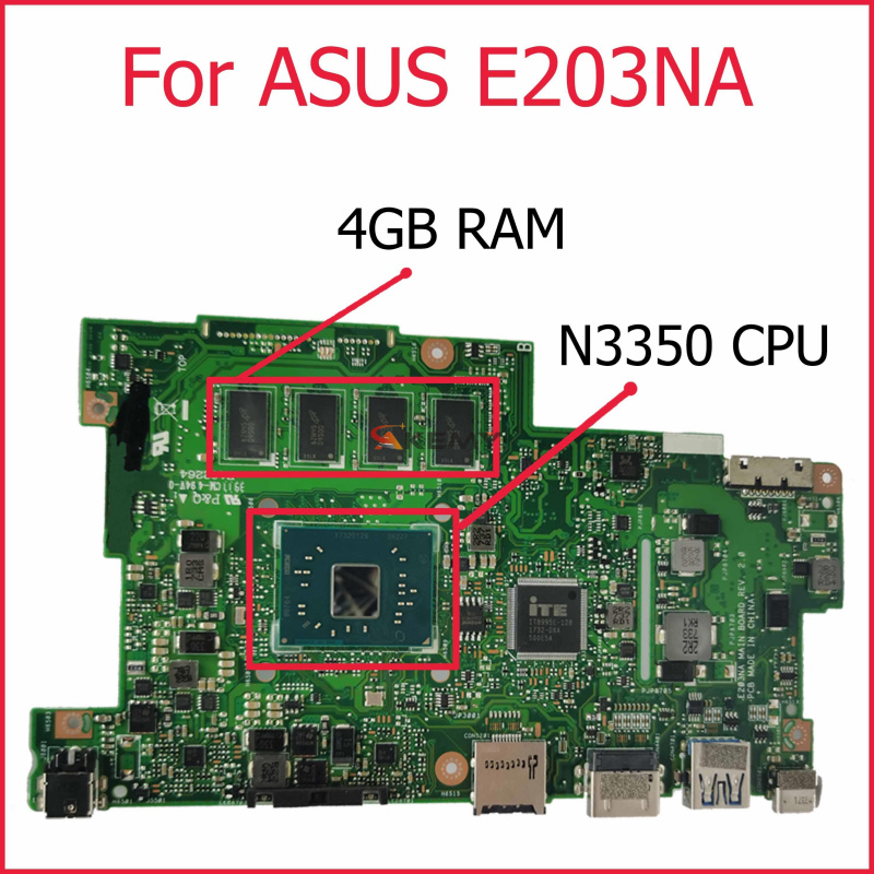 筆記本電腦三信諾 E203NA 主板適用於華碩 E203N E203 N3350CPU 4GB RAM 32G SSD 筆記本電腦主板 100% 測試工作