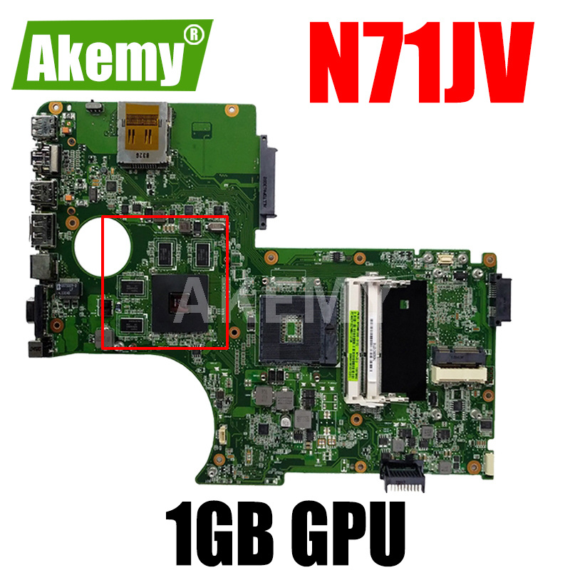 筆記本電腦適用於華碩 N71JV N71JA 主板筆記本電腦主板測試工作 100% W  1GB GPU 可支持 I3 I5 CPU