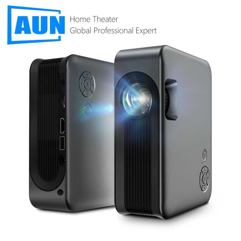 投影機AUN MINI Projector Smart TV WIFI Portable Camping Home Theater With Battery Same Screen Phone Beamer LED Projectors for 4k Movie