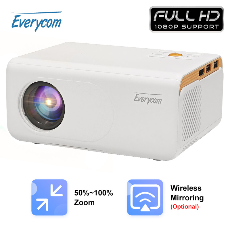 投影機Everycom X70 Projector support Full HD New LED Mini Proyector X70A WIFI Smart Phone Beamer Multiscreen Media Player Child Gift