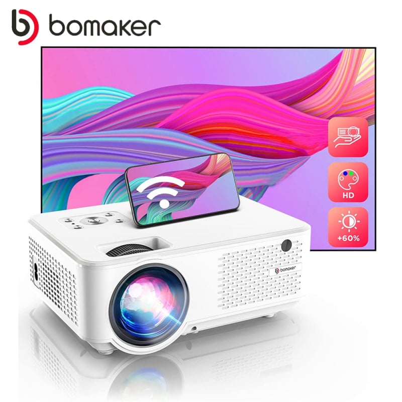 投影機BOMAKER LED 投影儀 Android 10.0 WIFI 全高清 1080P 支持 300 英寸大屏幕投影儀家庭影院智能視頻投影儀