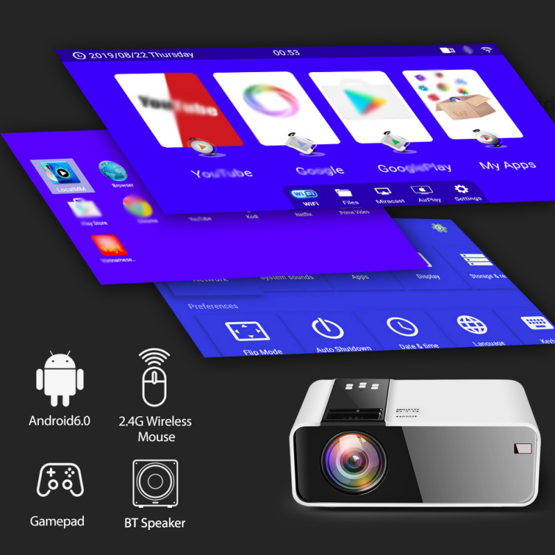 投影機ThundeaL HD Mini Projector TD90 Native 1280 x 720P LED Android WiFi Projector Video Home Cinema 3D Smart Movie Game Proyector
