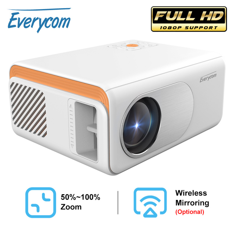 投影機Everycom X70 Mini LED Support 1080P WiFi Projector Pocket Pico Portable LCD Video Movie Multimedia SmartPhone Beamer Home Cinema