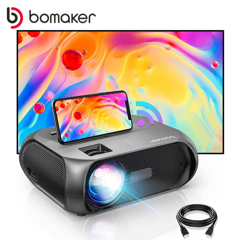 投影機BOMAKER Mini Projector Portable WiFi Android 6.0 Projector for HD 720P Video Projector 150 ANSI Lumens Phone Smart 3D Beamer