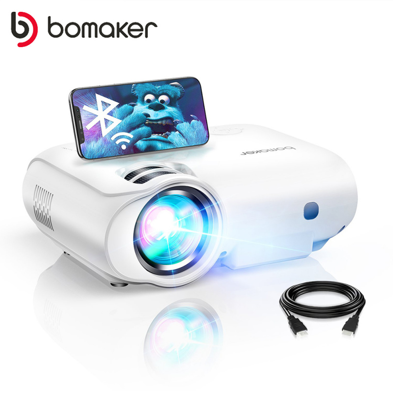 投影機BOMAKER 投影儀 5G+2.4G WiFi 全高清 1080P 投影儀大屏幕安卓投影儀 3D 影院支持 4K 便攜式視頻投影儀