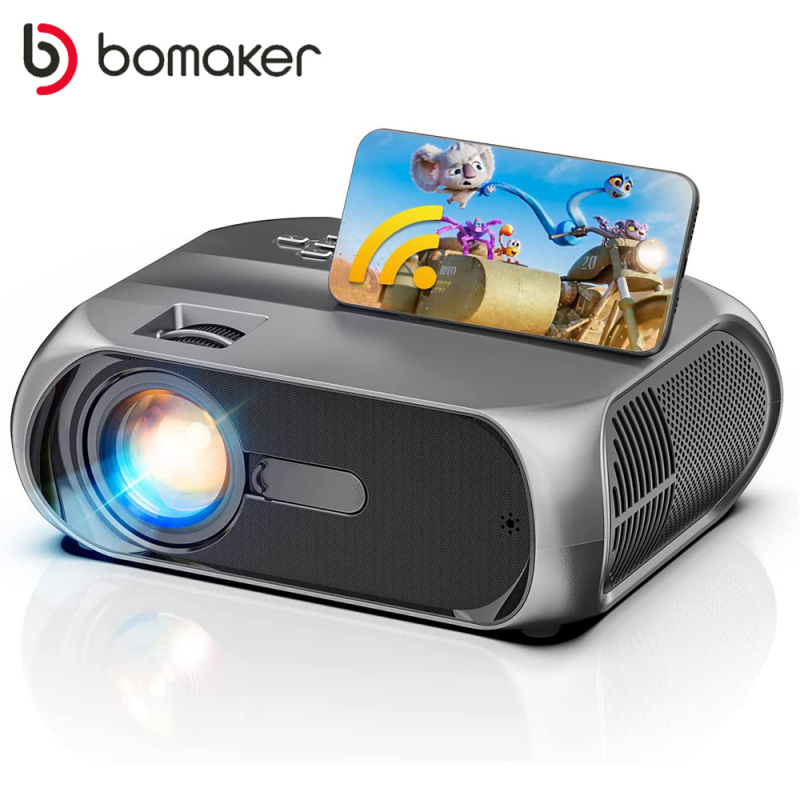 投影機BOMAKER LED 便攜式投影儀原生 1280 720 高清 1080P 支持家用 HDMI USB 迷你戶外電影放映機