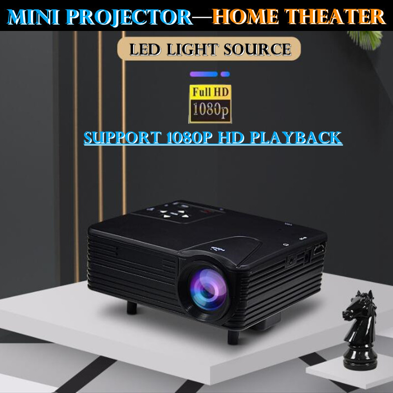 投影機H80 LED Mini Projector 320x240PPI Support 1080P HD HDMI-Compatible USB Audio Portable Home Theater Media Video Player 50-100inch