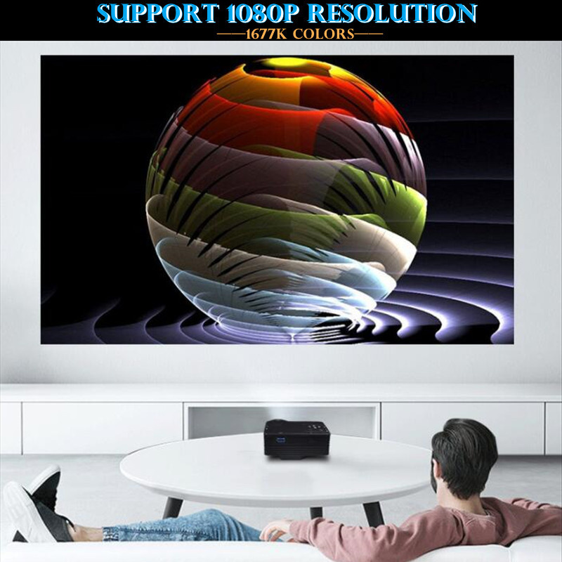 投影機H80 LED Mini Projector 320x240PPI Support 1080P HD HDMI-Compatible USB Audio Portable Home Theater Media Video Player 50-100inch