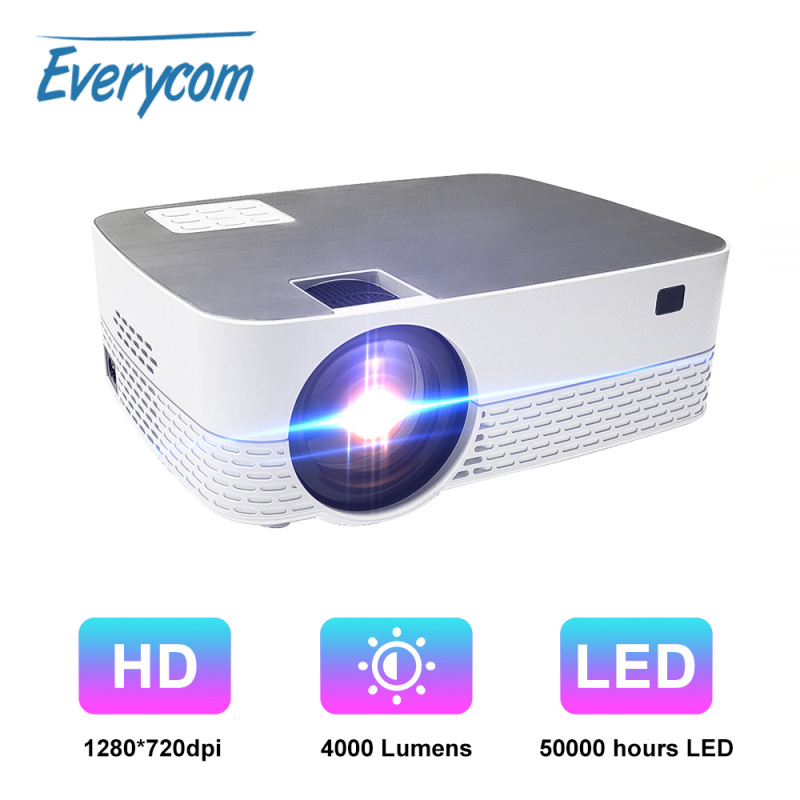 投影機Everycom Q5 Mini LCD Video Projector Max Support 1920 1080P 50000 Hrs LED Lamp Life 120  Screen 720P 2021 portable ho