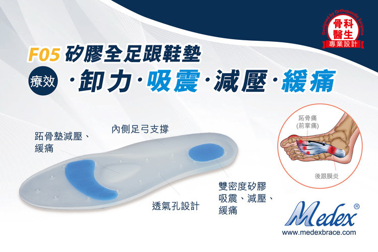 MEDEX 矽膠全足跟鞋墊 (F05)