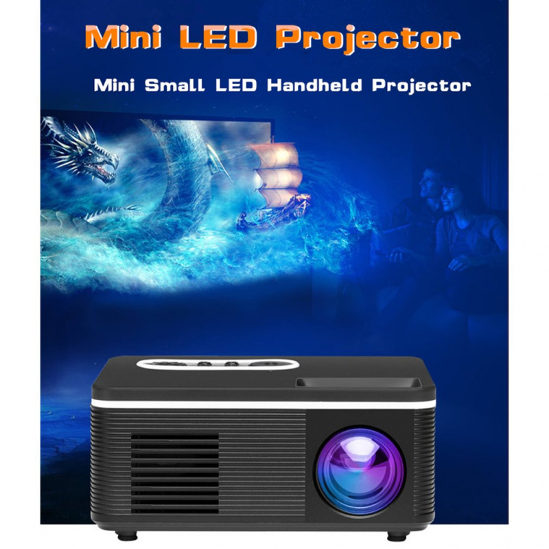 投影機小型迷你歐式投影儀家用 LED 便攜式迷你投影儀高清 1080P 投影儀媒體播放器內置揚聲器