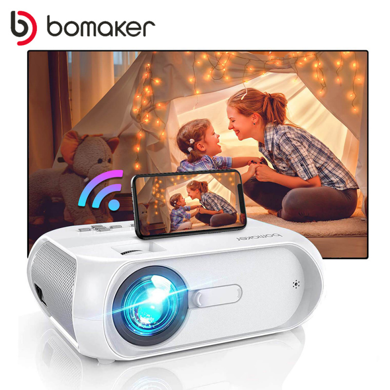 投影機BOMAKER 迷你投影儀便攜式 WiFi 安卓投影儀支持 1080P 視頻投影儀 150 ANSI 流明手機智能 3D 投影儀