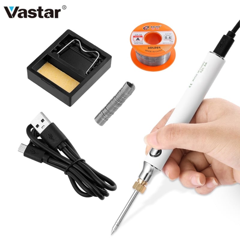 Vastar 5V 8W USB 烙鐵套裝可調節溫度陶瓷芯加熱便攜式家用焊接焊錫修復工具