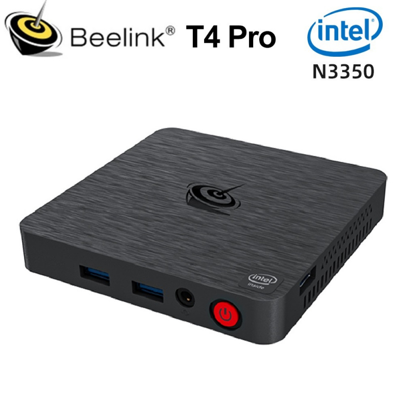 電腦一體機Beelink T4 Pro 迷你電腦 Intel Celeron N3350 Windows 10 4GB DDR4 64GB eMMC 支持雙 HDMI USB 3.0 2.4G 5.8G WiFi BT4.0 PK AK3V