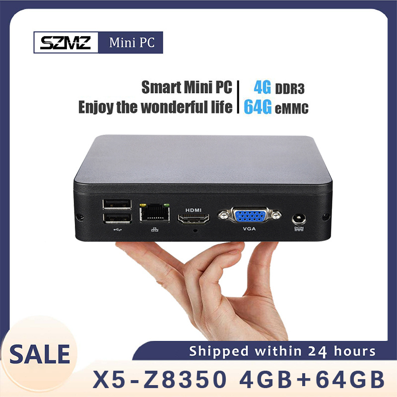 電腦一體機Newest SZMZ MINI PC X5 Z8350 1.92GHz 4GBRAM 64GB SSD Wnidows 10  Linux Support 2.5 Inch HDD, VGA&HDMI Dual Output, WIN10 TV BOX