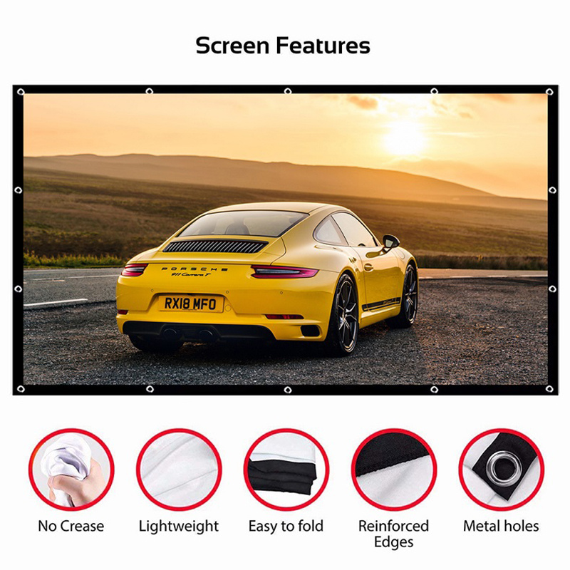 螢幕16 9 Projector Screen Fabric 100 120 Inch Screen Projection Portable Reflective Cloth For Xgimi H3 H2 YG400 For Xiaomi Beamer