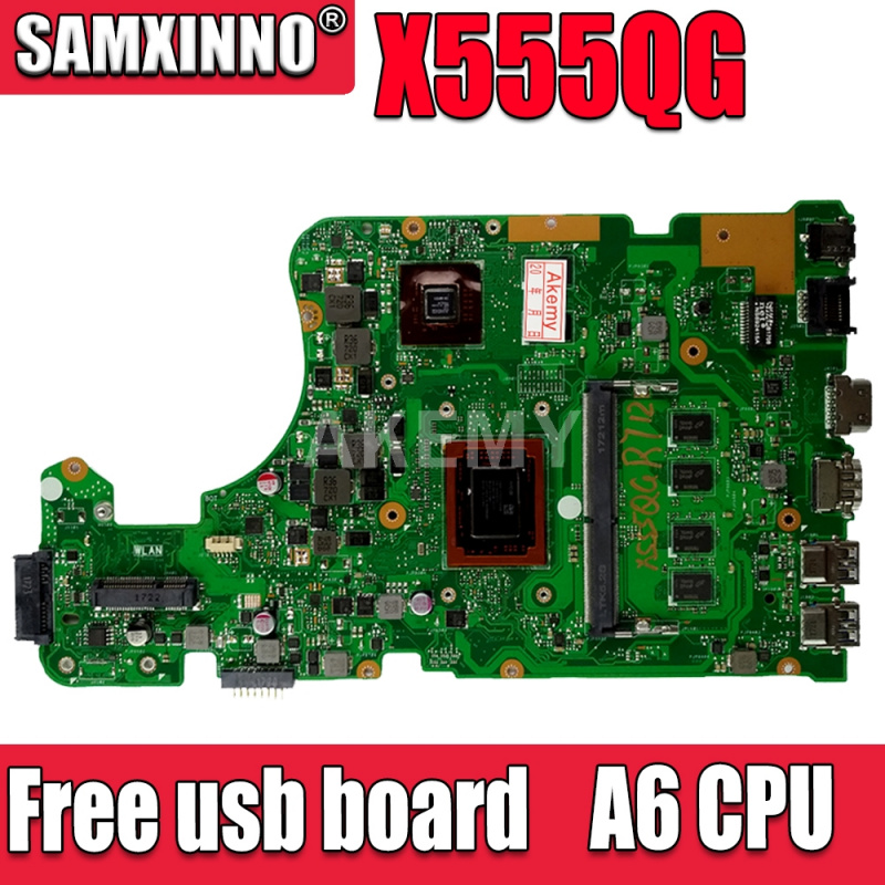 筆記本電腦SAMXINNO 適用於華碩 A555Q X555QG X555BP X555B 筆記本電腦主板 2GB 顯卡主板 A6 CPU CPU 4GB RAM
