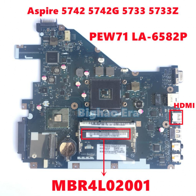 筆記本電腦MBR4L02001 MB.R4L02.001 適用於宏碁 ASPIRE 5742 5742G 5733 5733Z 筆記本電腦主板 PEW71 LA-6582P 帶 HDMI DDR3 HM55 全面測試