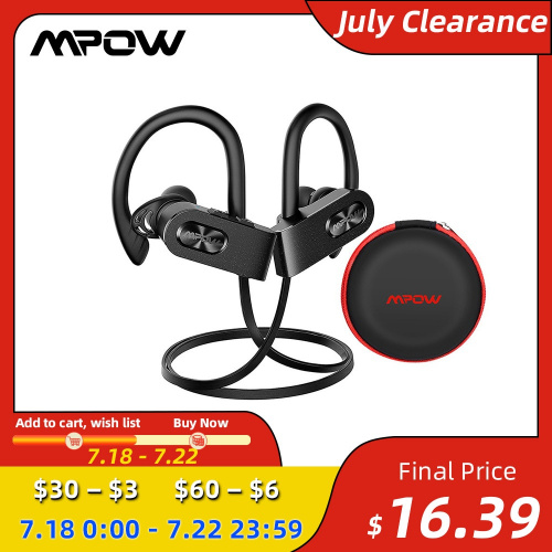 耳塞耳機Mpow Flame 2 藍牙耳機 IPX7 防水無線運動耳塞，帶 CVC6.0 降噪麥克風耳機，適用於運動健身房