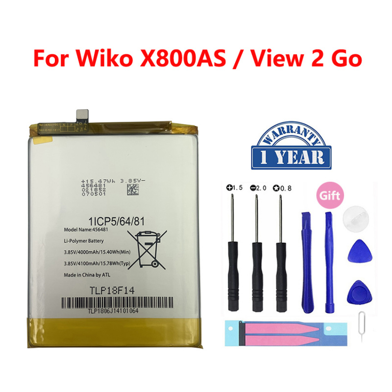 手機電池全新原裝手機電池 456481 4100mAh 適用於 Wiko X800AS View2 Go 高品質手機更換 Bateria 電池