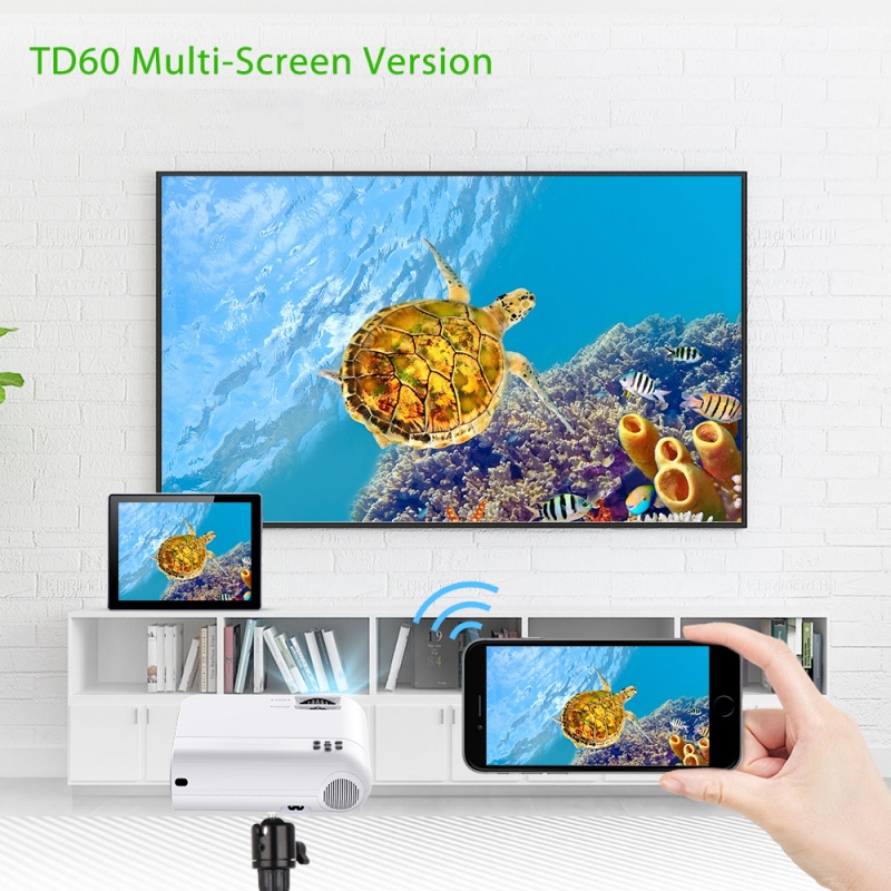 投影機ThundeaL TD60 Mini Projector Portable WiFi Android 6.0 Home Cinema for 1080P Video Proyector 3200 Lumens Phone Smart 3D Beamer