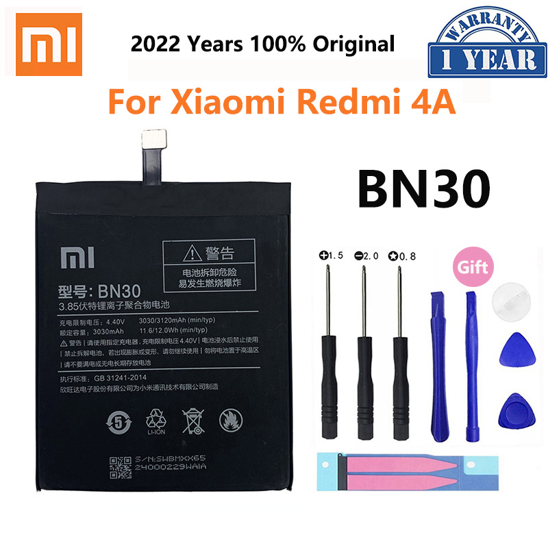 手機電池100% 原裝小米 BN30 3120mAh 電池適用於小米 Redmi 4A Mi4A M4A 高品質手機更換電池