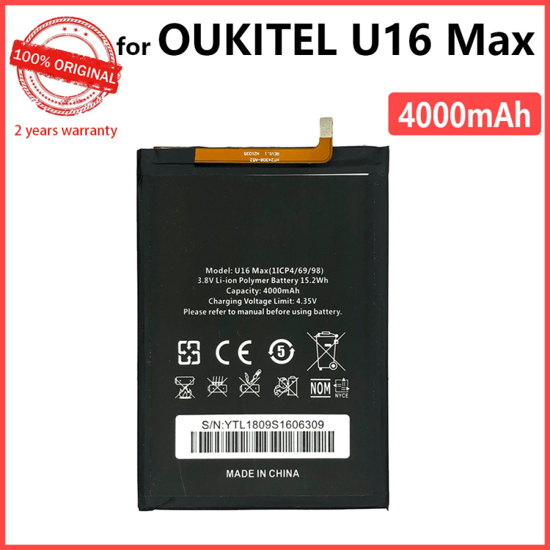 手機電池100% 原裝 4000mAh U16 Max 電池適用於 Oukitel U16 Max 手機高品質電池，帶工具+追踪號碼