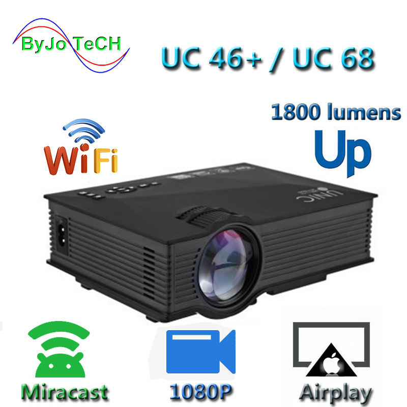 投影機全新迷你便攜式投影儀 UC46 UC68 Led 家用微型投影儀 1080P 高清投影儀支持 Miracast Airplay 高清家庭影院