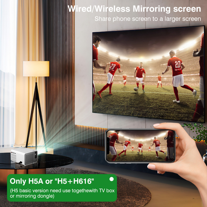 投影機Touyinger H5 LED 迷你投影儀原生 1080P 便攜式視頻投影儀 3D Wifi Android 可選智能投影儀適用於家庭影院
