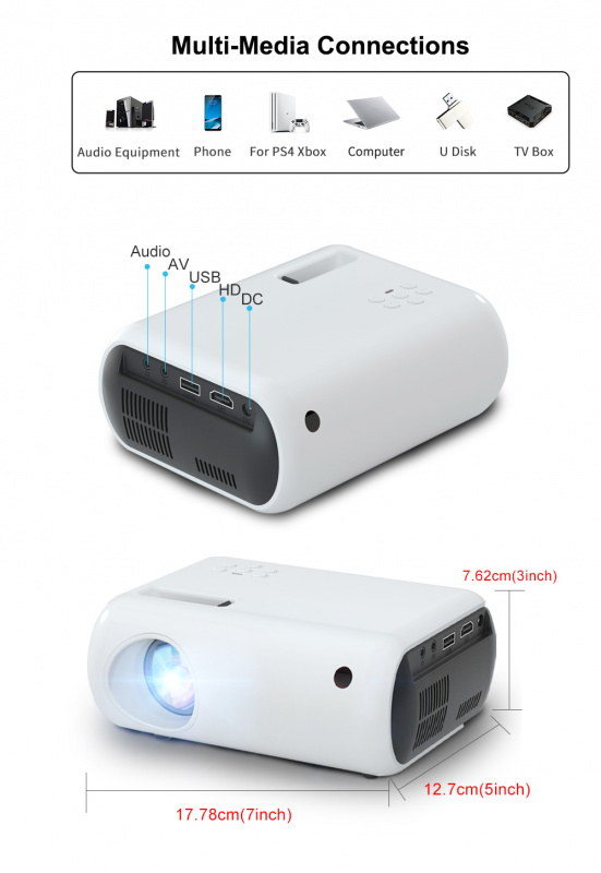 投影機ProGaga 迷你投影儀 TD50 便攜式 WiFi 投影儀適用於高清 1080P 視頻 Proyector 2800 流明手機智能 3D 投影儀家庭影院