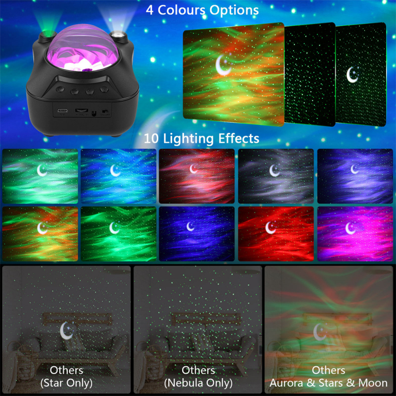 投影機銀河投影儀激光投影儀 xk32 LED 極光海浪投影帶白噪聲星星夜燈兒童臥室
