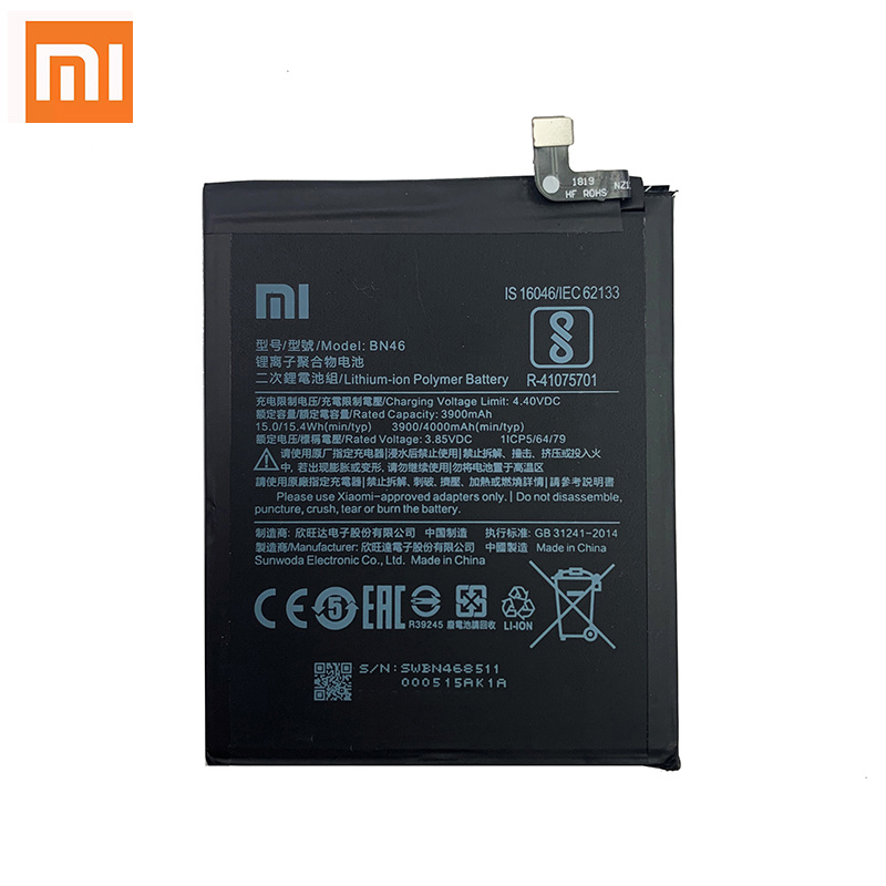 手機電池100% 原裝小米 BN46 4000mAh 電池適用於小米 Redmi Note 8 8T Redmi 7 高品質手機更換電池