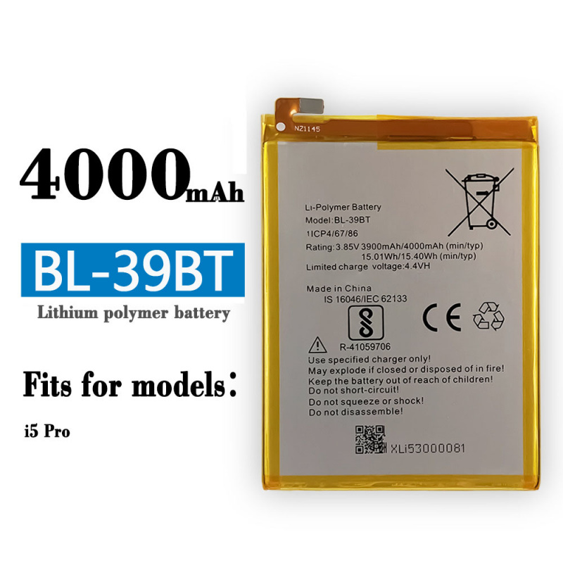 手機電池100% 原裝 BL-39BT 高品質替換電池適用於 Tecno I5 Pro 手機 BL-39BT 大容量內置電池