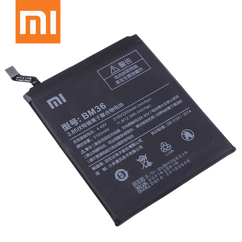 手機電池100% 原裝小米 BM36 3200mAh 電池適用於小米 Mi 5S Mi5S M5S 高品質手機更換電池