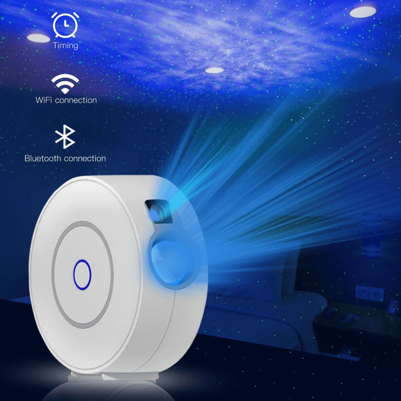 投影機WiFi 七彩星空投影儀塗鴉智能可調星雲投影儀 LED 小夜燈語音控制與 Alexa GoogleHome 配合使用