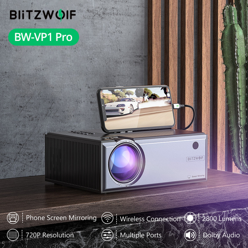 投影機Blitzwolf BW-VP1-Pro液晶投影儀2800流明手機同屏1080P輸入音頻無線智能家庭影院投影儀安卓