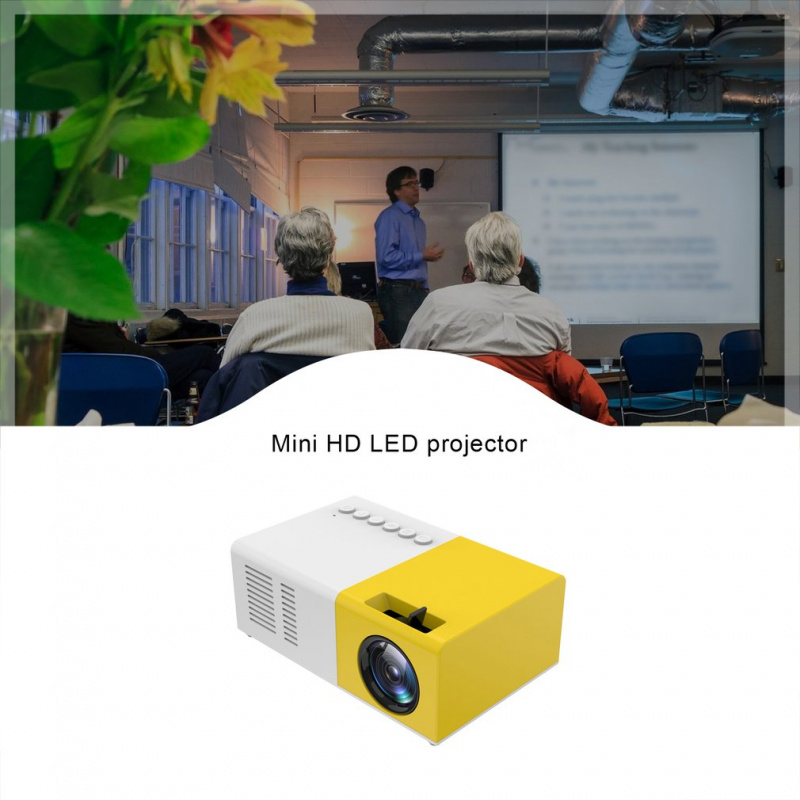 投影機J9 便攜式迷你投影儀高清 1080P 迷你 LED 投影儀家庭影院 AV USB SD TF 卡 USB 便攜式袖珍投影儀 PK YG300