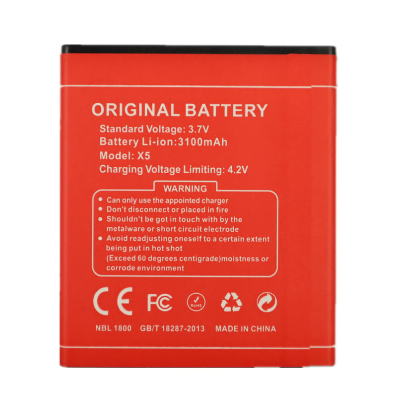 手機電池2022 年全新原裝 X5 紅色手機更換電池適用於 DOOGEE X5 和 X5 PRO 和 X5S x5Pro x5 s 電池 3100mAh 高品質