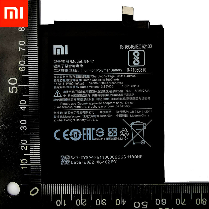 手機電池2022 年原裝 4000mAh BN47 替換電池適用於小米 Redmi 6 Pro   Mi A2 Lite Bateria 電池手機電池